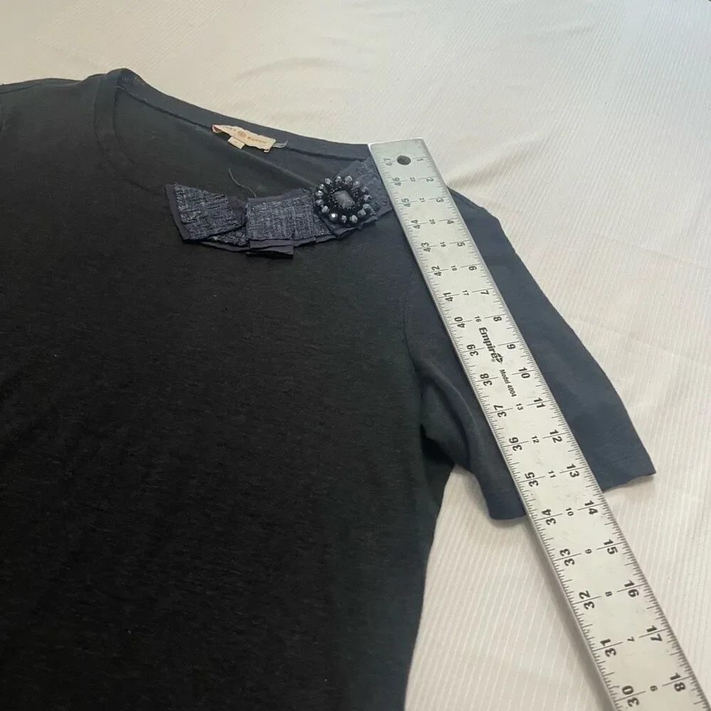 Tory Burch Black Blue Marcella Linen Top Size Large